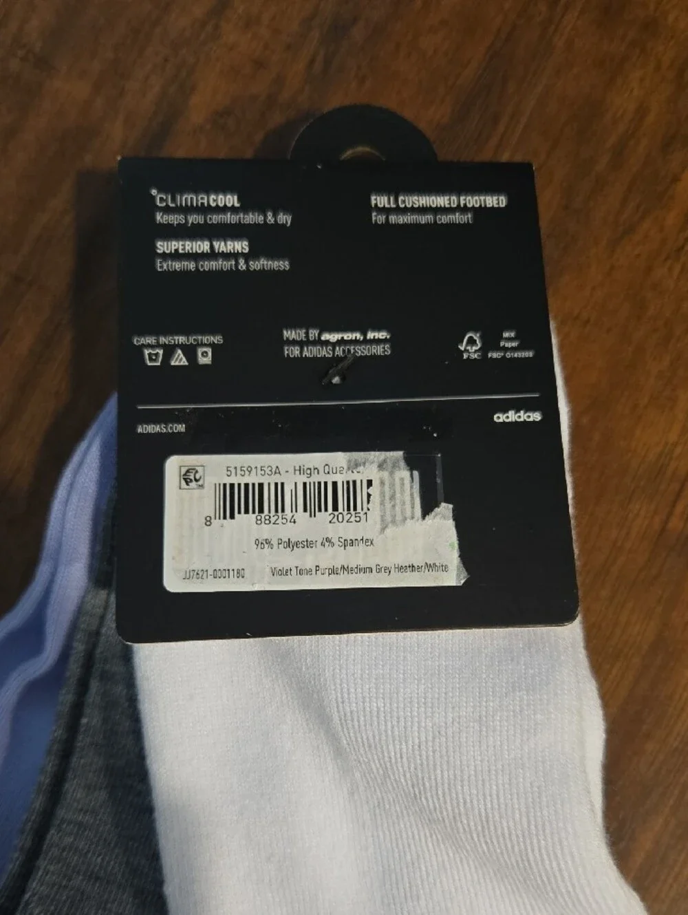 adidas Women's 3-Pack Cushioned Crew Socks in White, Gray, Light Purple